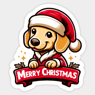 English cream dachshund merry christmas Sticker